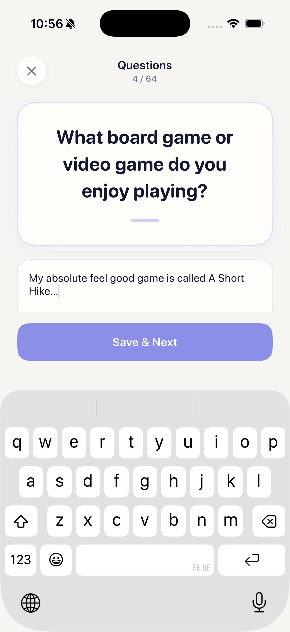 Answer Mode - question with typed answer